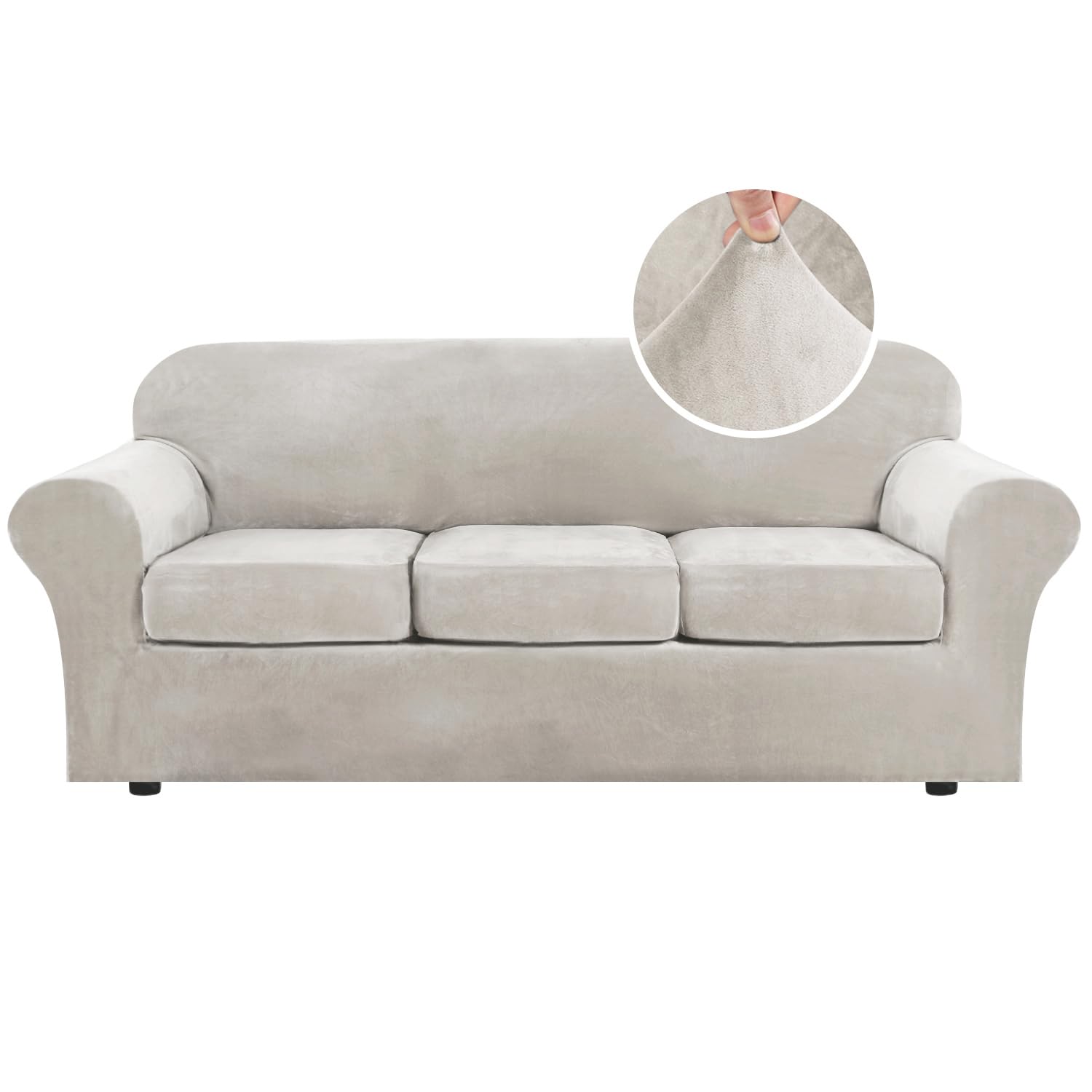 H.VERSAILTEX base cover for a 3-cushion sofa provides snug protection.