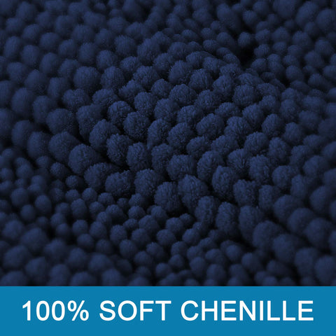 H.VERSAILTEX navy blue bath mats absorbent action keeps floors dry after showers.