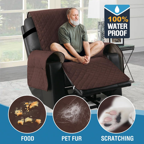 H.VERSAILTEX power lift recliner cover includes adjustable straps for secure fit.