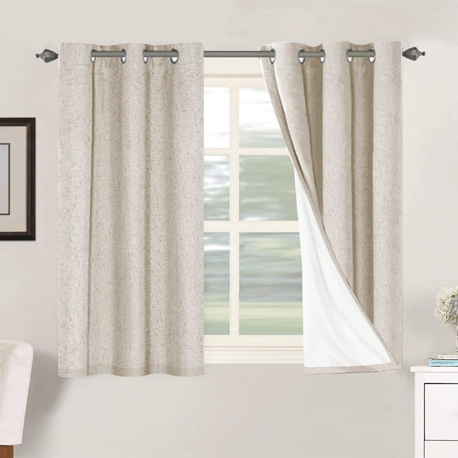 H.VERSAILTEX Primitive Linen Curtains blackout panel in natural color for deep sleep