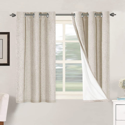 H.VERSAILTEX Primitive Linen Curtains blackout panel in natural color for deep sleep