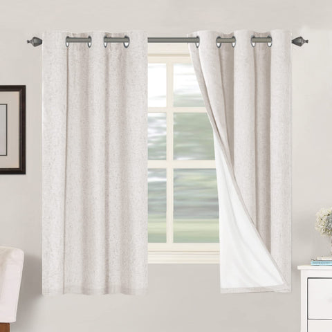 H.VERSAILTEX Primitive Linen Curtains ivory front view for living spaces.