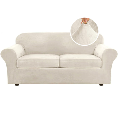 H.VERSAILTEX velvet plush 3-piece sofa base cover fits up to 90 inches
