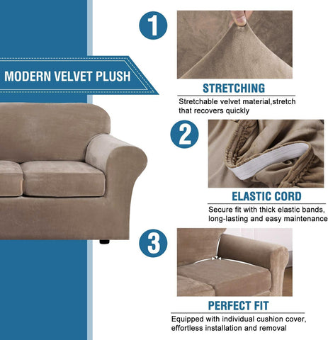 H.VERSAILTEX slipcover installation guide showing quick, secure setup.