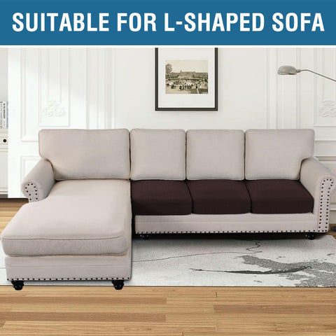 H.VERSAILTEX slipcover on sofa demonstrates a seamless, secure fit.