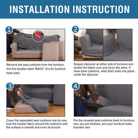 H.VERSAILTEX slipcover care guide image showing machine wash for easy care