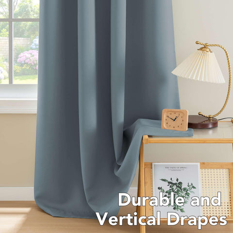 H VERSAILTEX Stone Blue curtains for noise reduction and focus