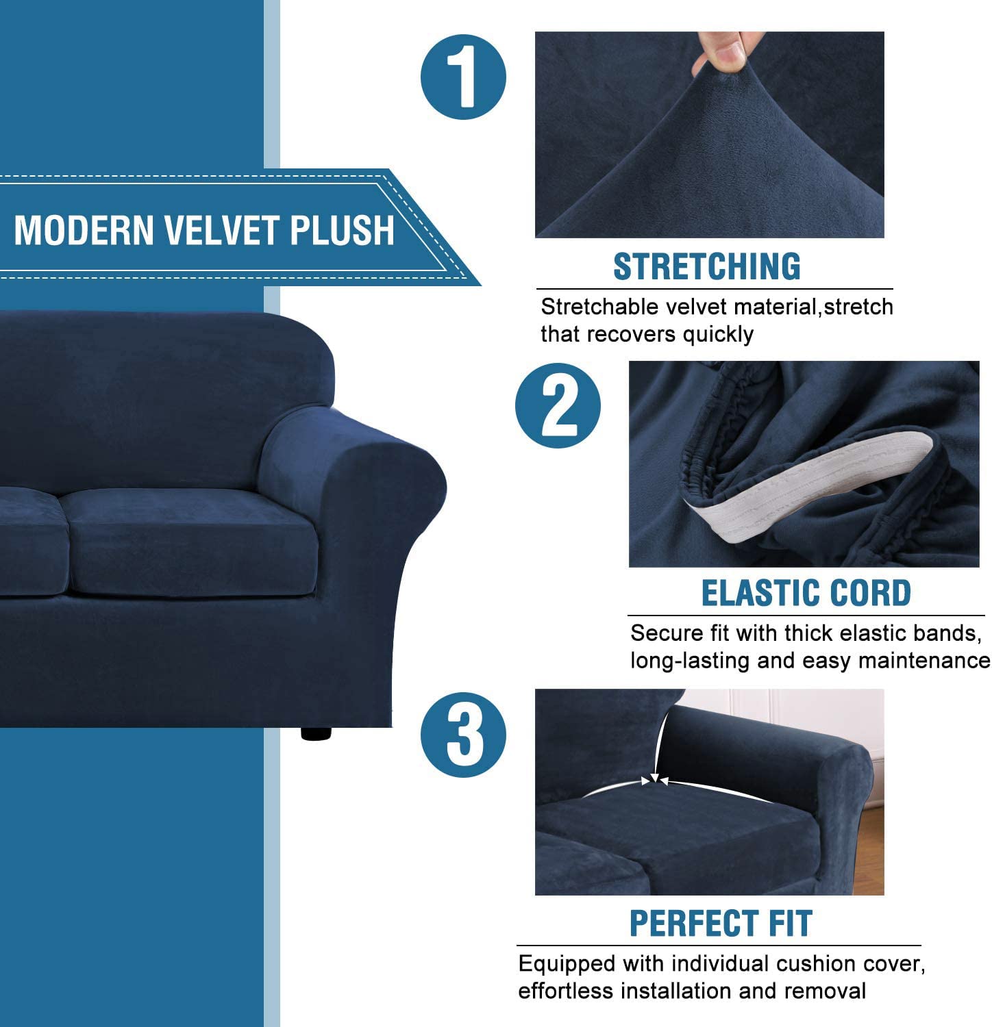 H.VERSAILTEX stretch chair slipcover with elastic bottom for snug fit.