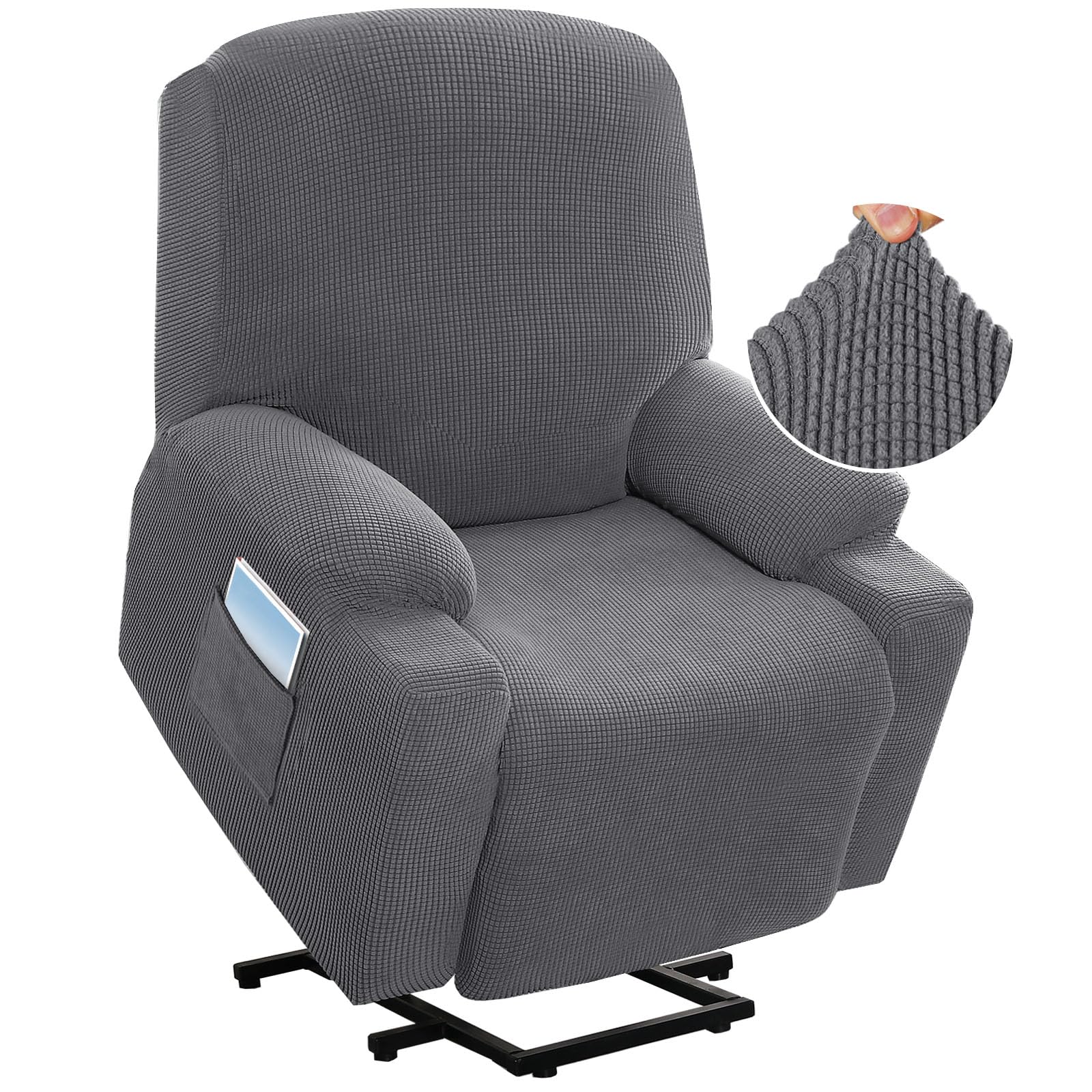 H.VERSAILTEX stretch recliner cover on chair shows flexible fit and modern style