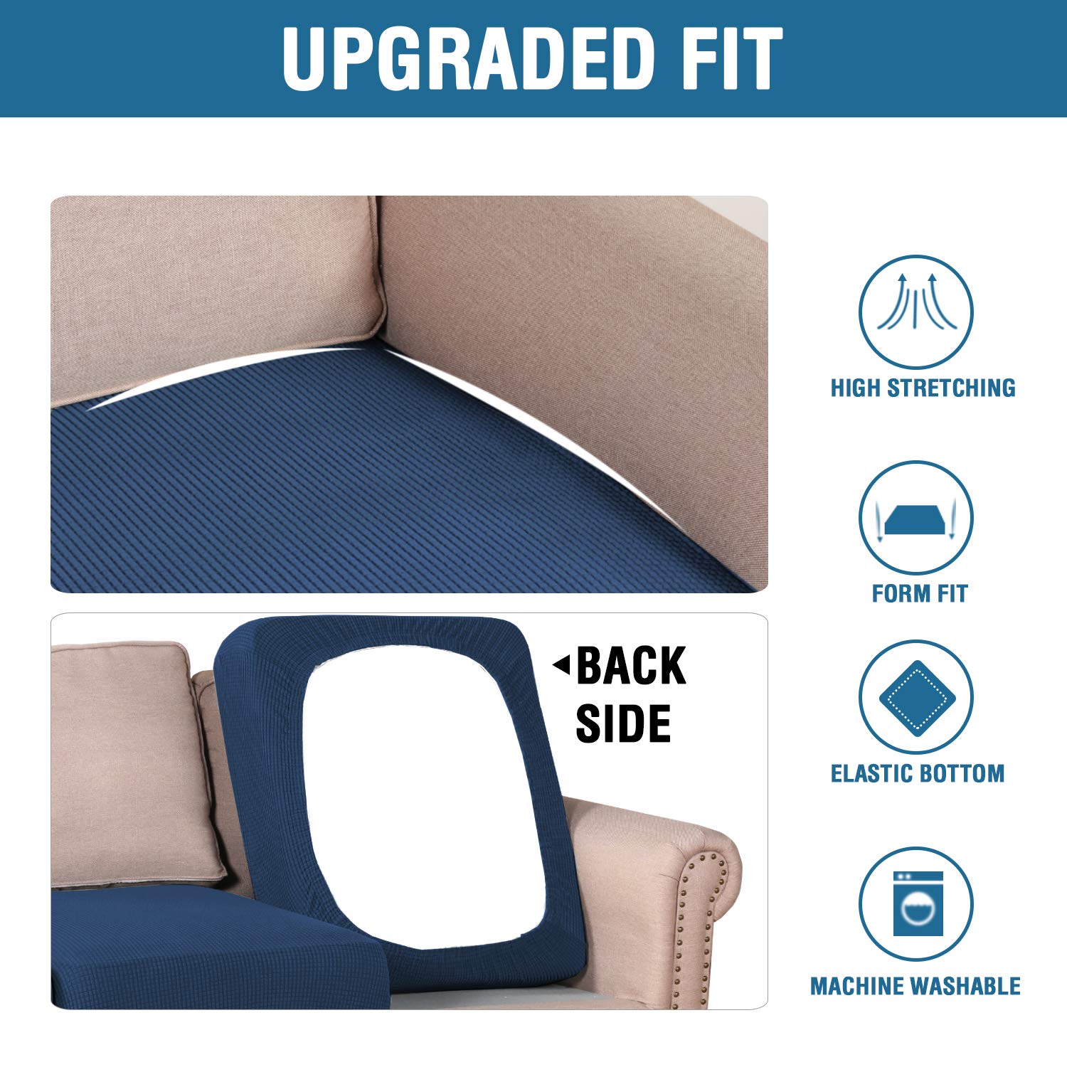 H.VERSAILTEX stretch slipcover fits both T and box cushions for versatility.