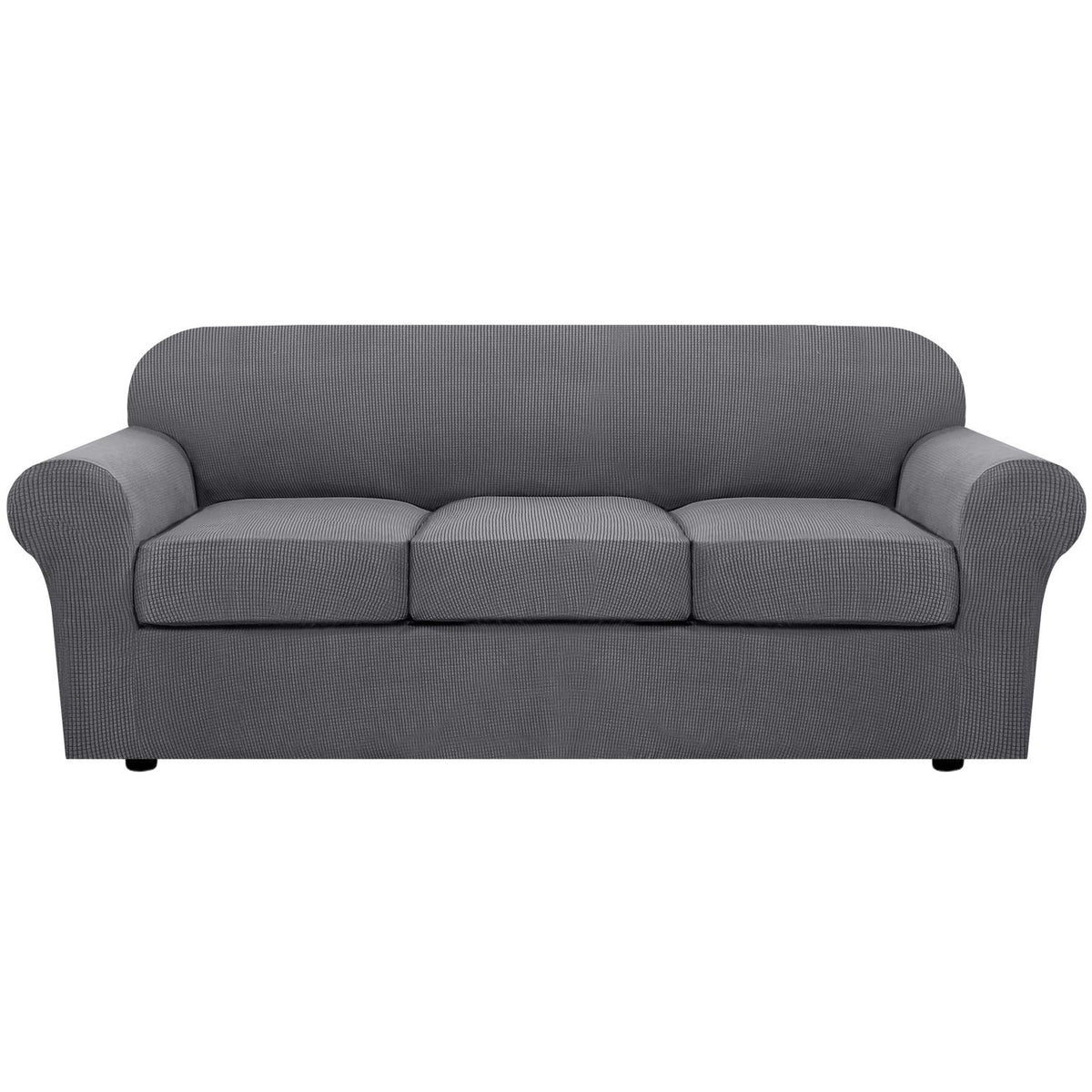 H.VERSAILTEX stretch sofa base cover in grey delivering a tailored living room look