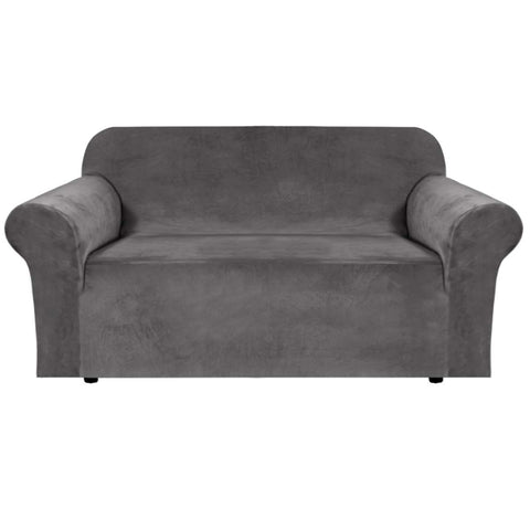 H.VERSAILTEX stretch velvet loveseat cover with a snug grey fit and protective look