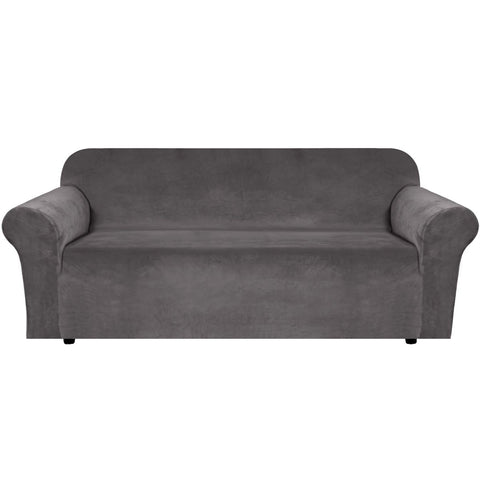 H.VERSAILTEX stretch velvet sofa cover on a gray 72-90 inch sofa for a fresh look