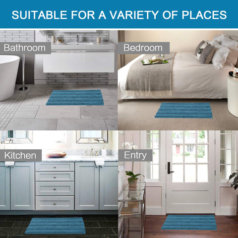 H.VERSAILTEX turquoise bath rug is easy to care; machine wash and tumble dry.