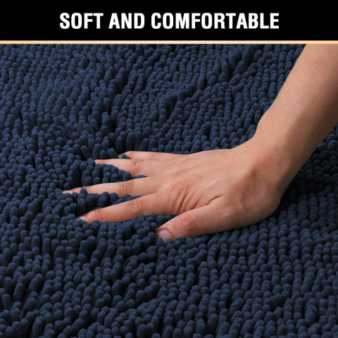 H.VERSAILTEX navy bath mat dries feet quickly after showers.