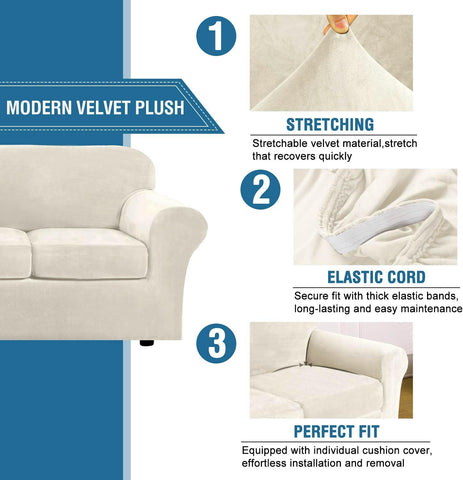 Sofa cover designed for 90-inch wide sofas with secure fit