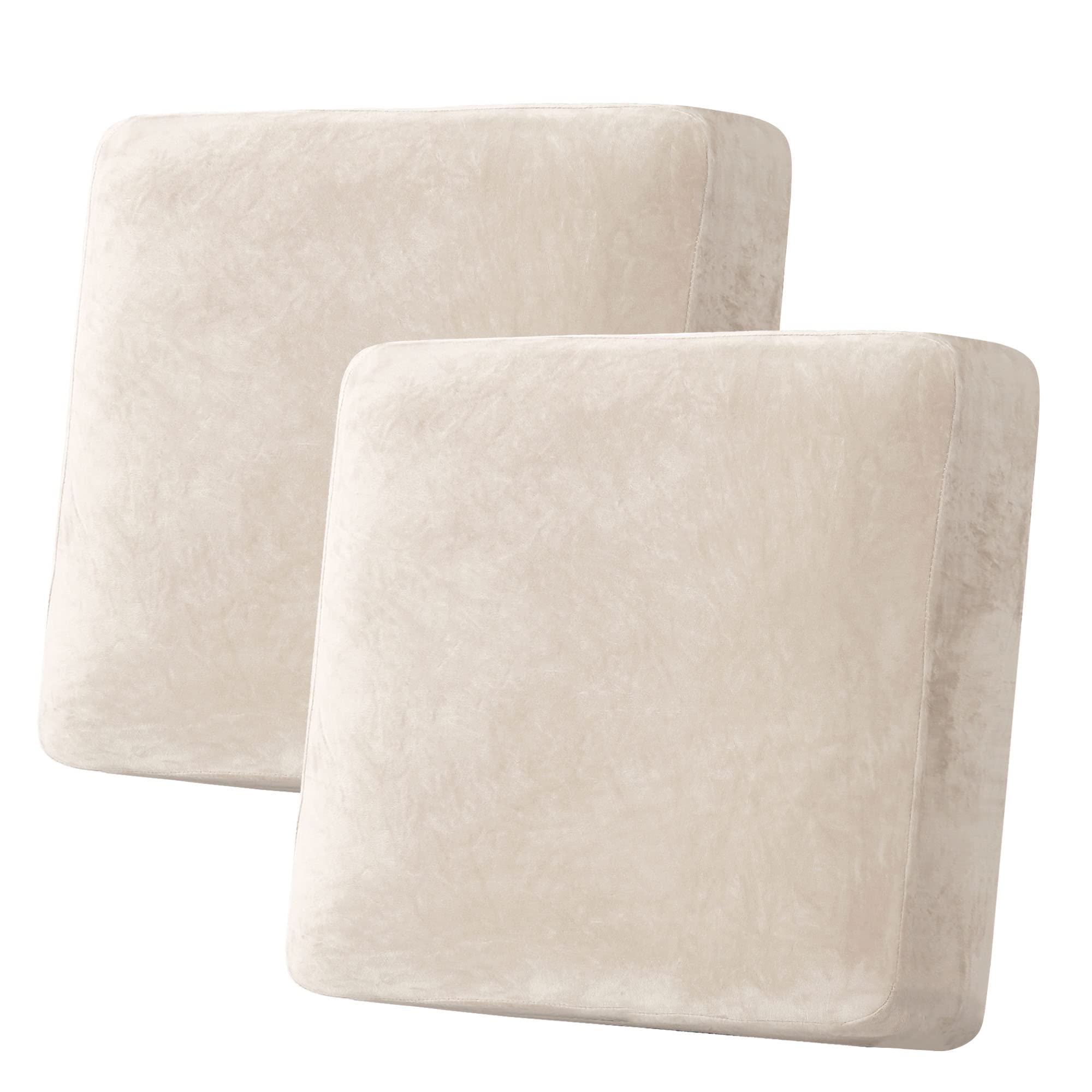H.VERSAILTEX velvet cushion cover ivory close-up showing soft, durable fabric.