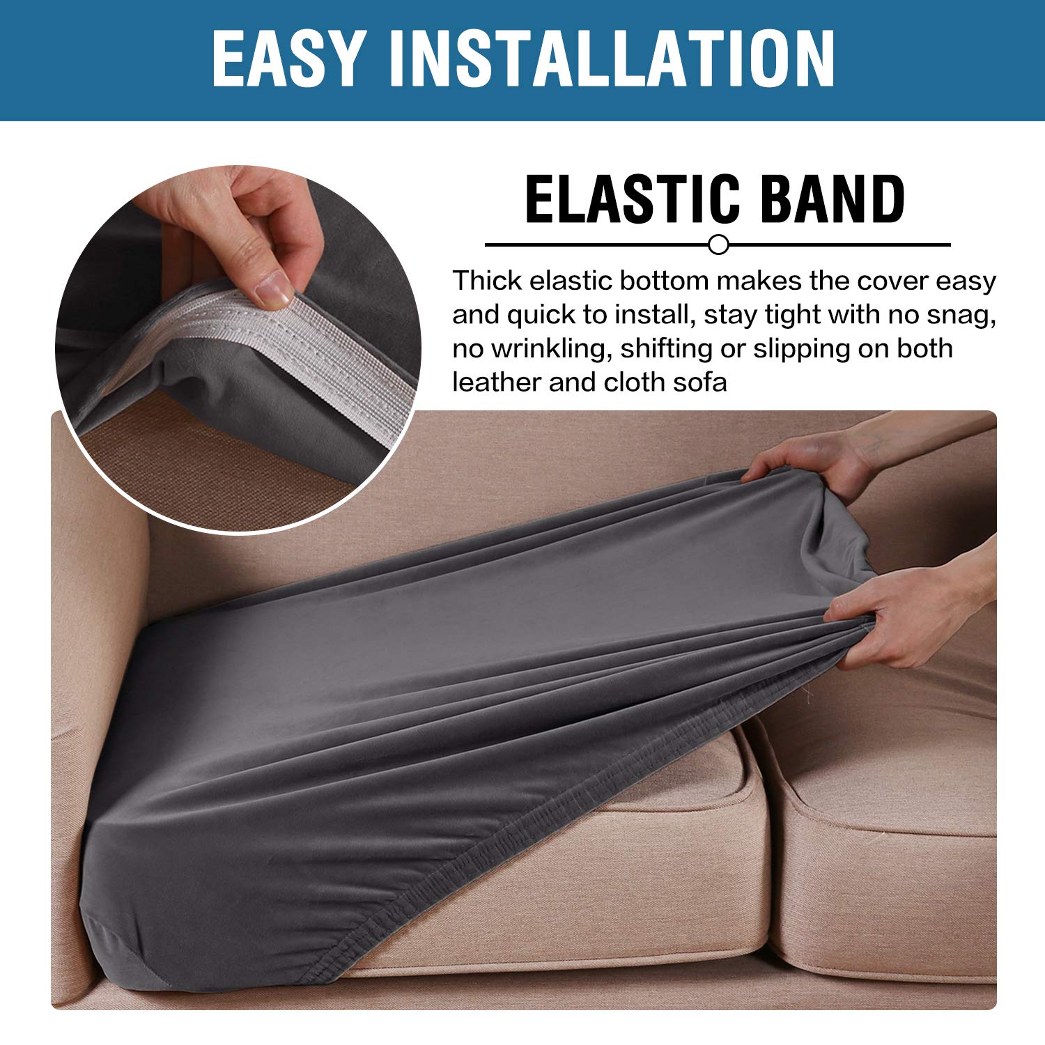 H.VERSAILTEX quick installation guide demonstrating easy slip-on design.
