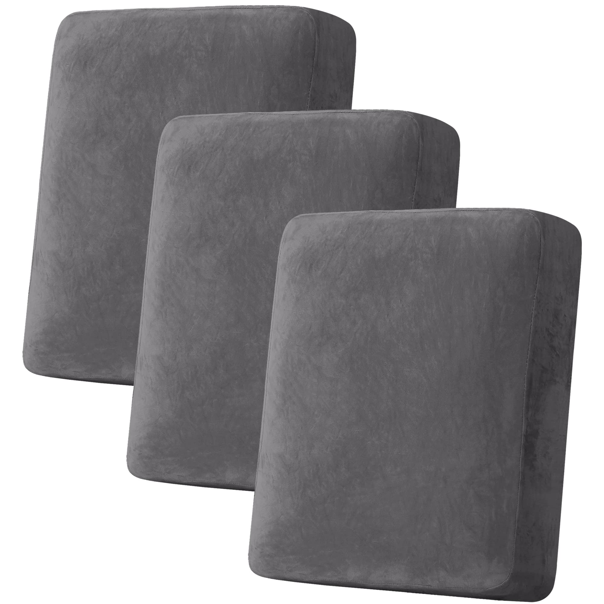 H.VERSAILTEX velvet stretch cushion cover set on sofa cushions, 3-piece protection.