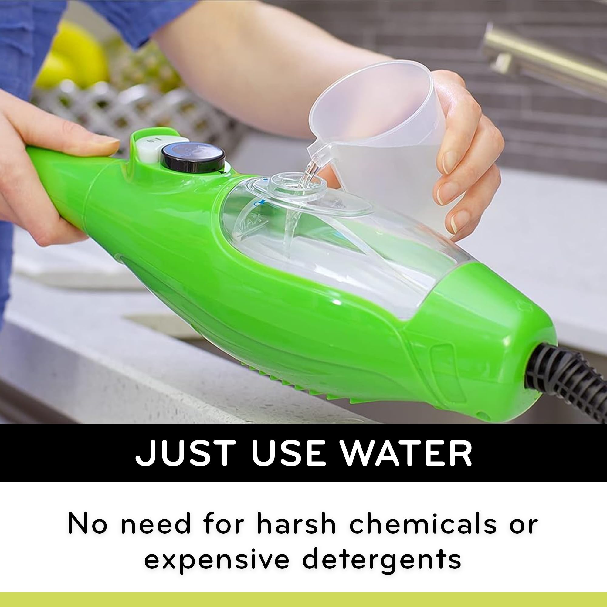 H2O X5 carpet glider refreshing a carpet or rug with steam.