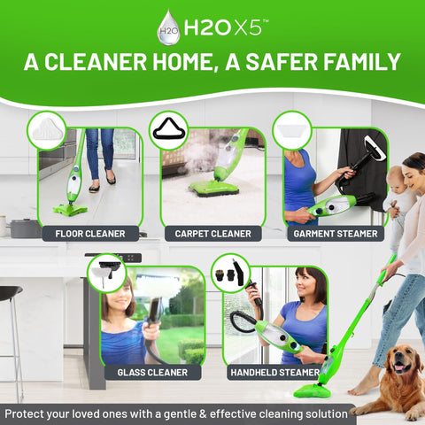 H2O X5 garment attachment smoothing fabrics with steam.