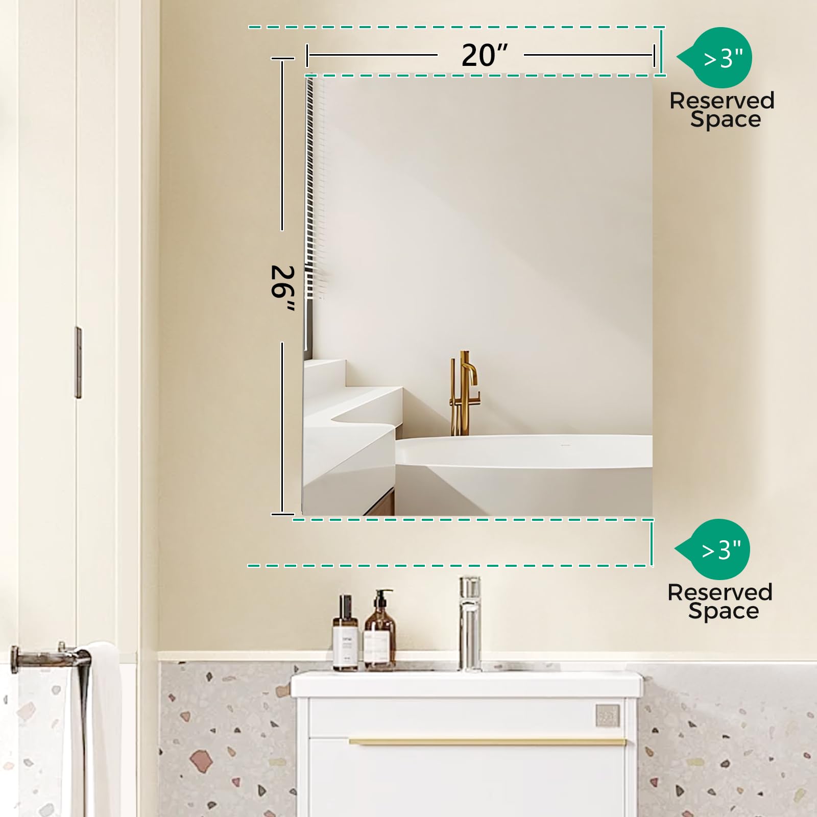 HABIUBIU 20x26-inch cabinet fits many bathrooms with a sleek design.