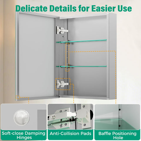 HABIUBIU aluminum silver frame provides durable waterproof construction for bathrooms.
