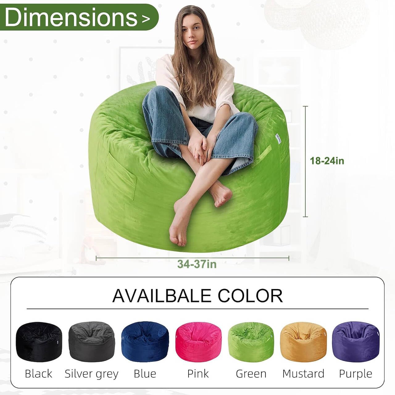 HABUTWAY bean bag chair memory-foam core provides lasting support.