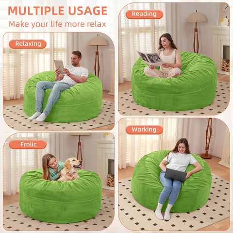HABUTWAY bean bag chair side-pocket-storage for essentials within reach.
