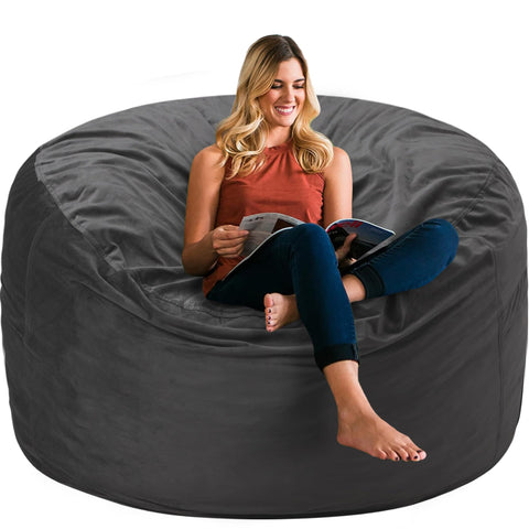 HABUTWAY bean bag chair in grey velvet with 3ft size for cozy lounging