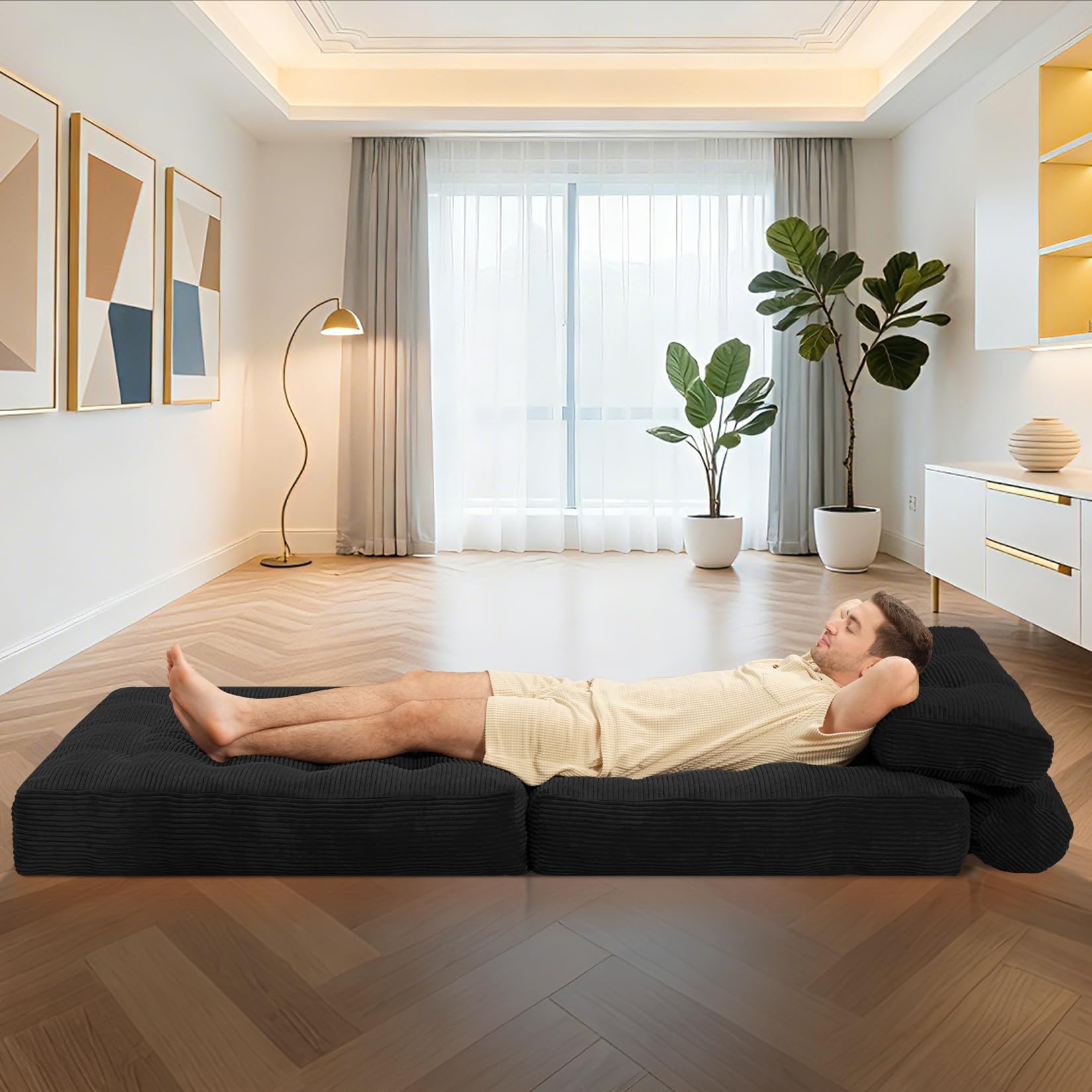 HABUTWAY folding sofa bed anti-slip base keeps it steady on floors