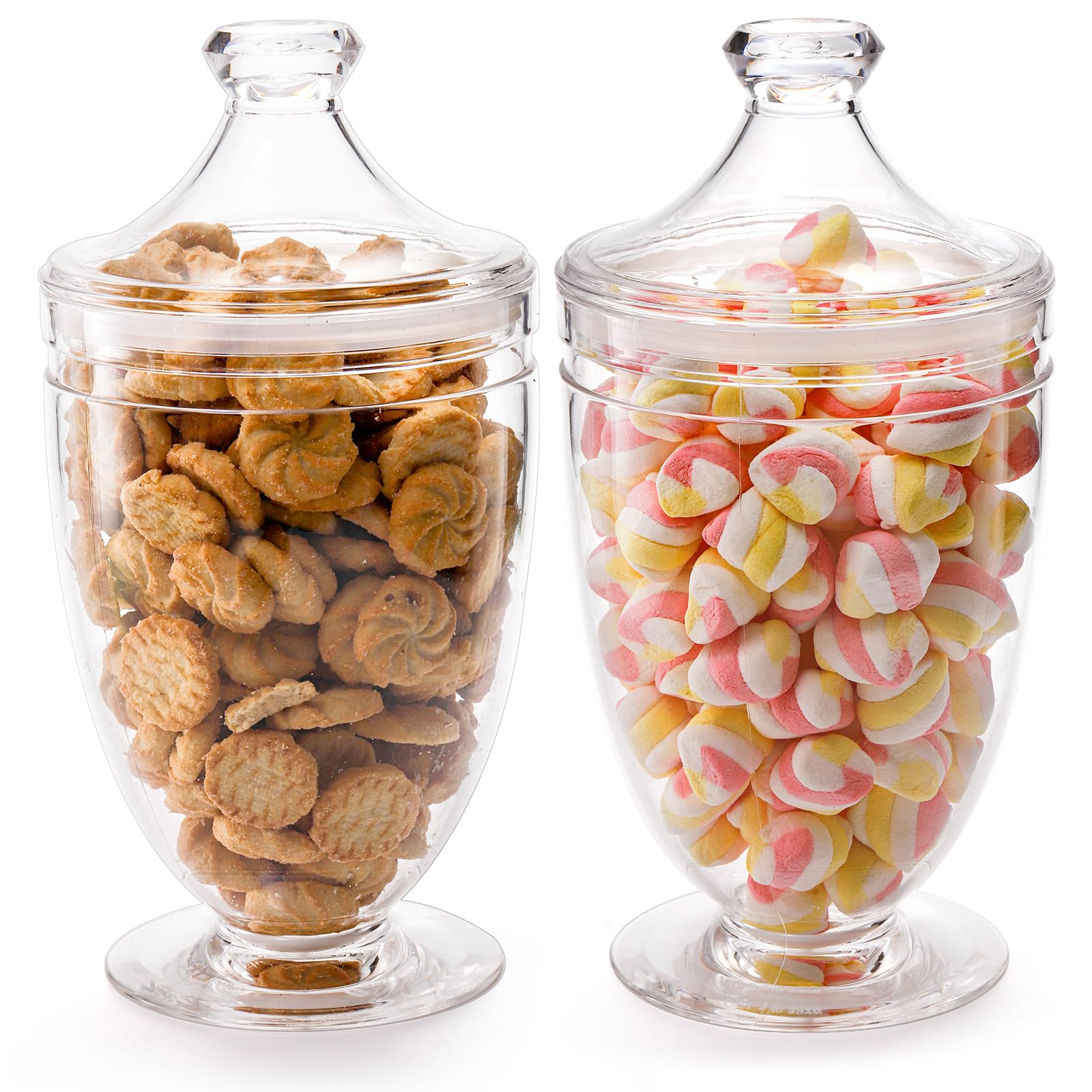 Hacaroa 2-pack acrylic apothecary jars with wide mouths for easy access to treats.