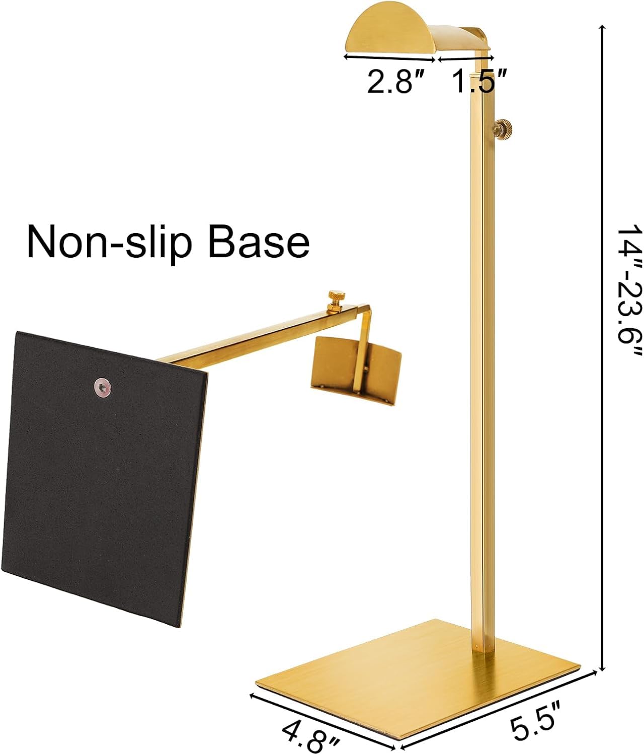Hacaroa adjustable-height purse stand demonstrating bag versatility.