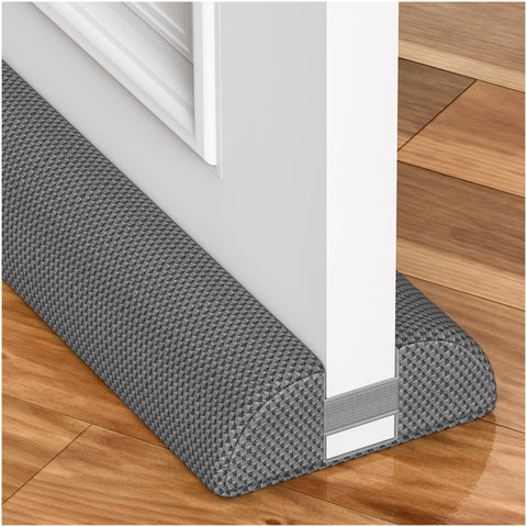 HADOR draft stopper on a door front view seals gaps to reduce drafts.