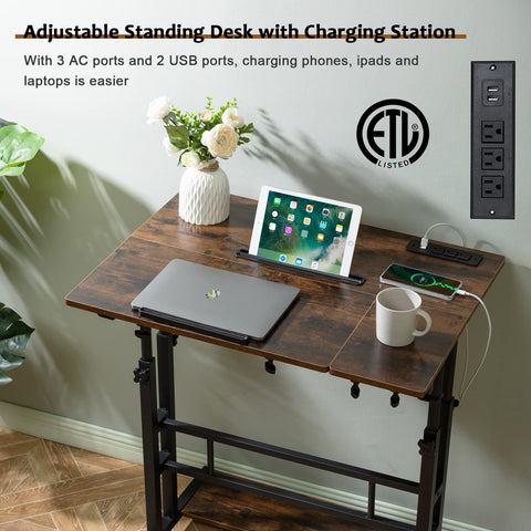Hadulcet large workspace supports laptop, monitor, and notebooks.