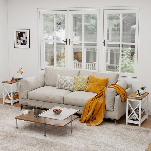 Hadulcet end table open storage shelf: store remotes and books within easy reach.