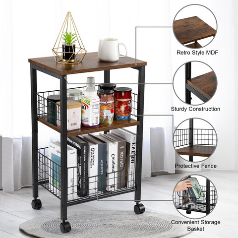 Hadulcet small end table bottom basket stores magazines or snacks