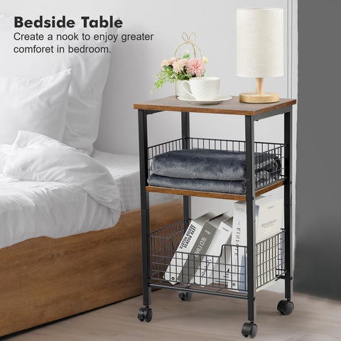 Hadulcet small end table middle shelf holds books and plants neatly