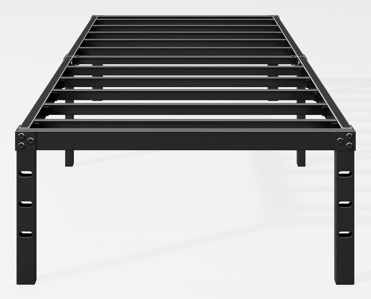 Hafenpo 16-inch twin bed frame side view shows sturdy metal construction for stability.