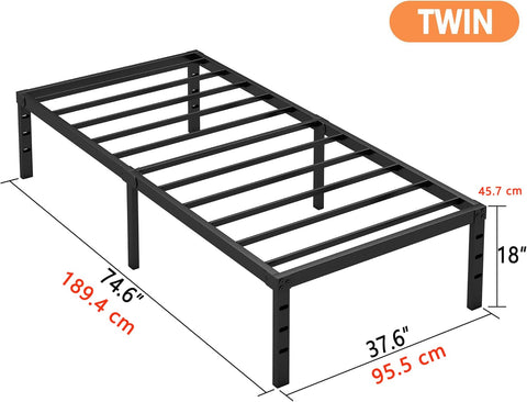 Hafenpo 18in twin bed frame side profile with minimalist design