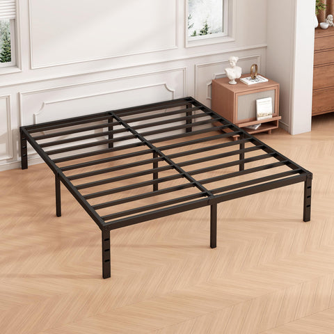 Hafenpo bed frame black finish adds a modern touch to any bedroom.