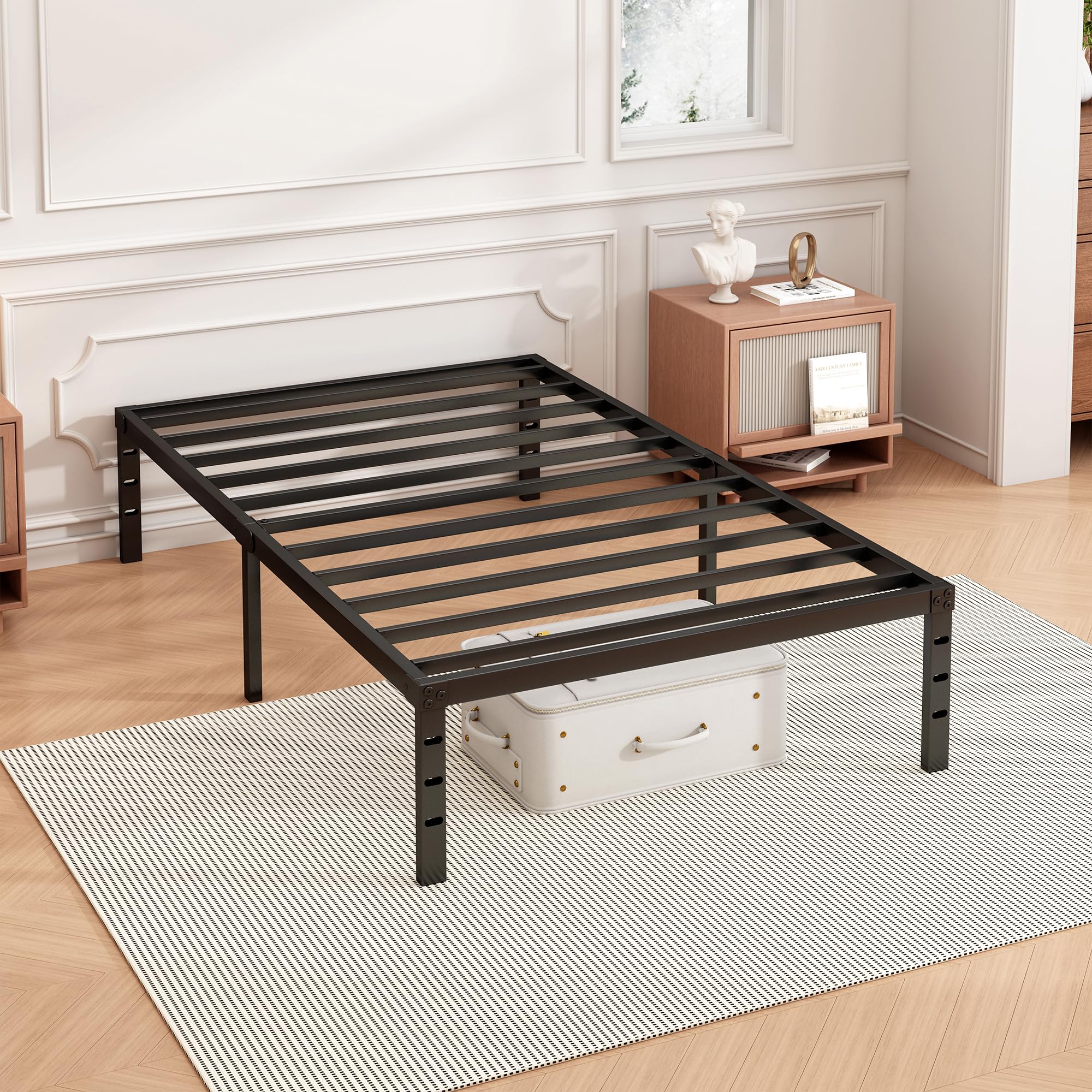 Hafenpo bed frame quiet design demonstrates near-silent nighttime use.