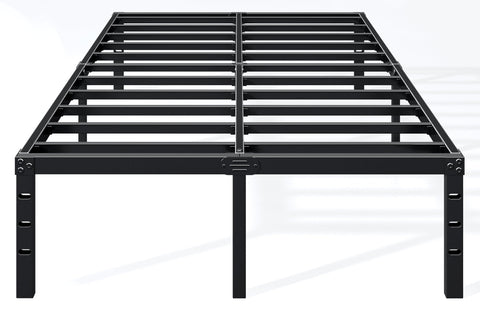 Hafenpo full bed frame side view highlighting sturdy metal support and stability