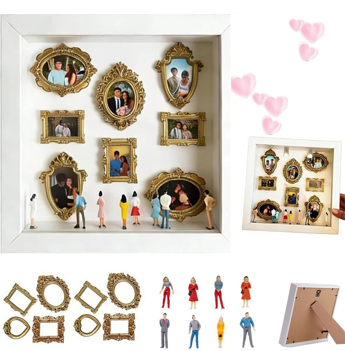 HAFRILY DIY Mini Museum silhouette box with gold frames for preserving precious memories.