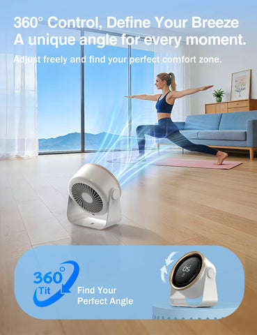 HAGEDAWN small desk fan with digital display shows speed and battery at a glance