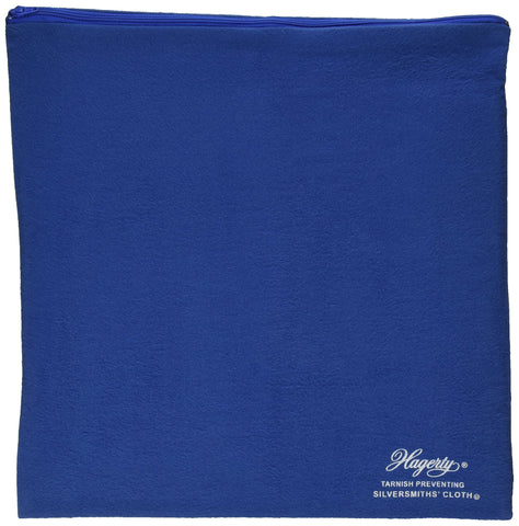 Hagerty Silver Keeper Holloware Bag in blue protects silverware from tarnish during storage.