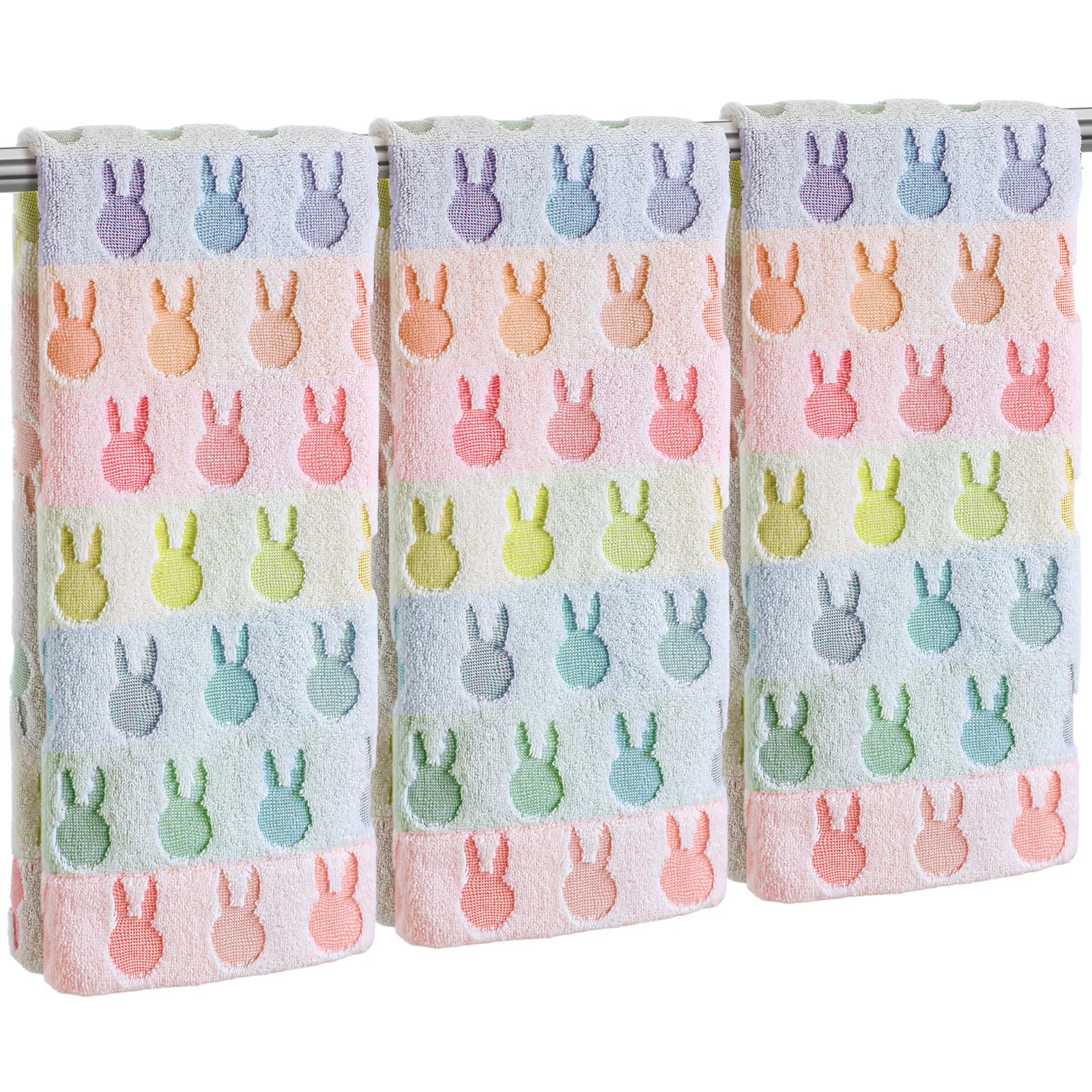 Hahafelt Easter hand towels with pastel bunny pattern for spring decor