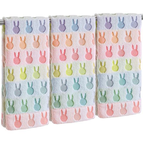 Hahafelt Easter hand towels with pastel bunny pattern for spring decor