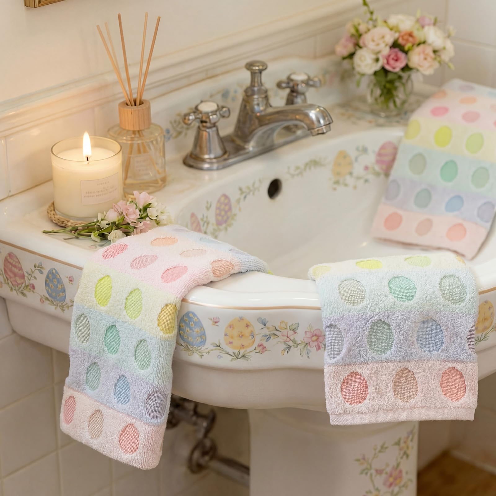 Hahafelt Easter towels, 134x30 inches, provide ample coverage for guests.