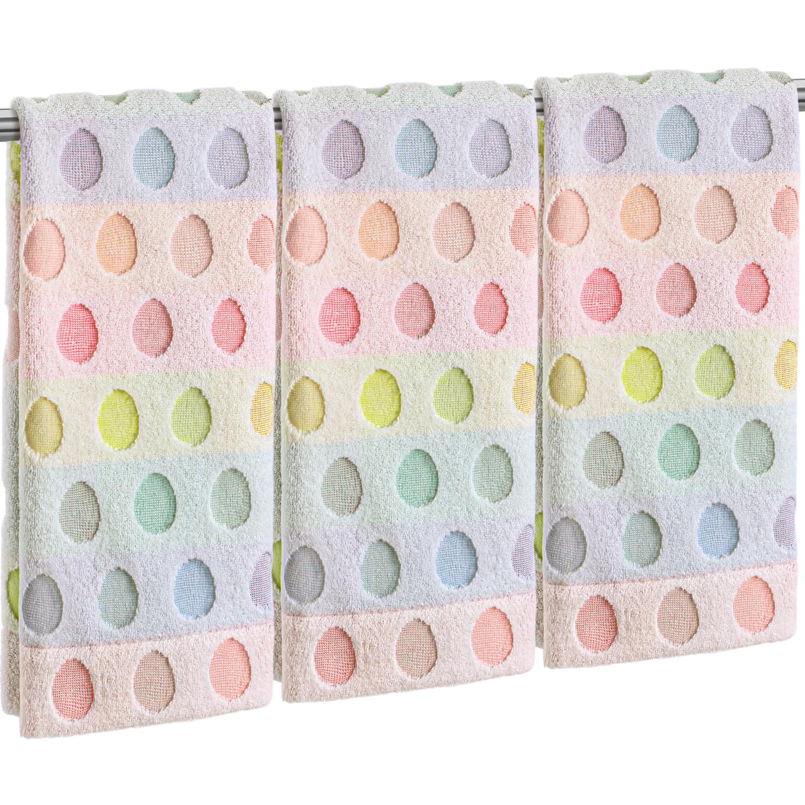 Hahafelt Easter hand towel with pastel egg pattern, highly absorbent for daily use.
